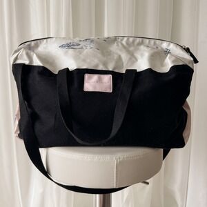 Victoria's Secret Black & Pink Marble Duffle Bag Gym Weekender Tote